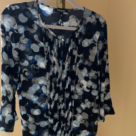 Roz & Ali Blue Print Blouse - Picture 1 of 4